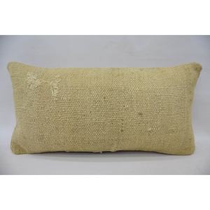 หมอนผ้าวูลปักลาย Kantha สีเบจ12X24นิ้วสไตล์โบโฮแบบพกพาพร้อมลวดลายดอกไม้สไตล์วินเทจสำหรับใช้ในบ้านโซฟา - Product Image 1