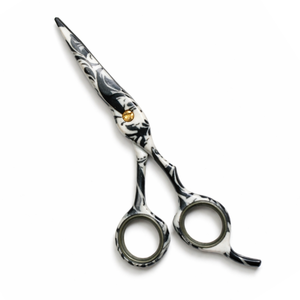 Ciseaux de coiffure professionnels à finition marbrée, pour droitiers, manche moyen, 6 pouces, lame tranchante en acier inoxydable, ciseaux de barbier pour - Product Image 1