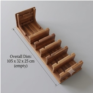 Solid Teak Wood <b>Wall</b> Mounted Wine Rack 4 <b>Shelves</b> Multifunction Design Rectangle Shape 6 Bottle Storage <b>Glass</b> Holder Rustic Style - Product Image 3