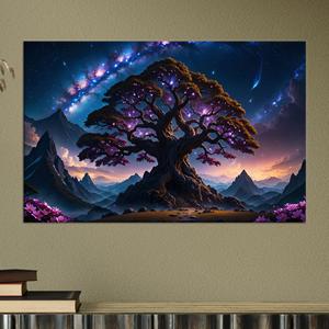 Lienzo Impreso: Decoración Abstracta de la Naturaleza con Arte Surrealista de Árboles, Lienzo Enrollado - Product Image 1