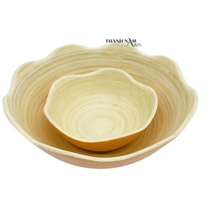 ขนาดที่กำหนดเองไม้ไผ่สลัดชามรอบชามเสิร์ฟอาหารขายส่งที่มีไม้ไผ่ทำในเวียดนาม2023 - Product Image 3