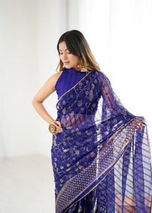 Saree Georgette ethnique indien élégant exclusif le plus vendu pour les mariages vêtements de fête pour les femmes festival de créateurs le plus vendu - Product Image 4