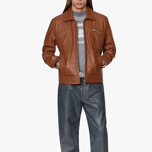 2025 nouveauté veste de moto en cuir véritable avec Logo avant plaine couleur unie vêtements de moto - Product Image 4