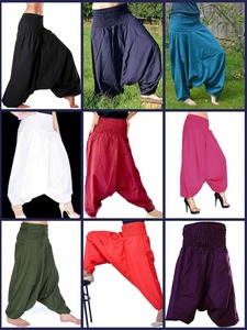 Pantalon sarouel unisexe en coton teint à la main de haute qualité, pantalon de yoga bohème d'été assorti avec taille libre - Product Image 6
