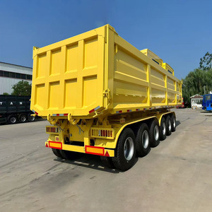 Semi-<span class=keywords><strong>remorque</strong></span> benne basculante en acier à 6 essieux en forme de U, capacité de 60 tonnes et suspension mécanique - Product Image 2