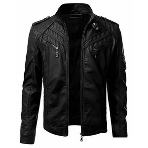 The New Casual High-end <strong>Fashion</strong> Leather <strong>Coat</strong> <strong>Men</strong> Sell <strong>European</strong> and American Solid Color Handsome Stand-up Collar Jacket - Product Image 5