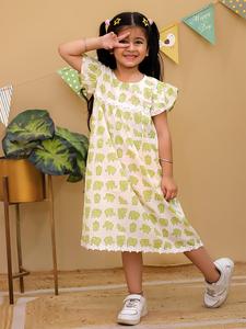 Venta al por mayor de vestidos de algodón para niños Casual cuello redondo vestidos de manga corta vestido de verano para niñas - Product Image 3