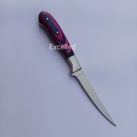 Couteau de cuisine artisanal de qualité supérieure en acier J2, couteau de chef avec étui en cuir, embout en acier et manche en bois Pakka, couteau à désosser