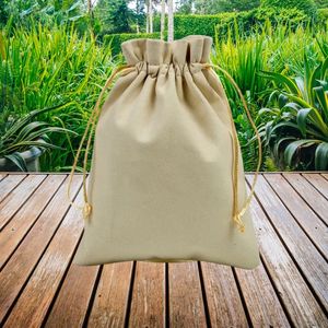 100% Cotton <b>Drawstring</b> Pouches Rope Handle Eco-Friendly Reusable Fabric for DIY Projects Travel Exhibition Gift Storage Bulk - Product Image 3