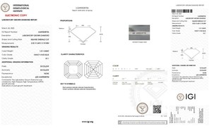Diamante suelto cultivado en laboratorio con certificación IGI, corte Asscher, color azul intenso de fantasía, claridad VS, 2.5 quilates, para joyería. - Product Image 2