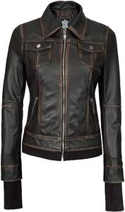 Women's Removable Hood <b>Leather</b> <b>Jacket</b> Genuine Lambskin by Expert Manufacturers and Global Suppliers Comfortable Outerwear - Product Image 3