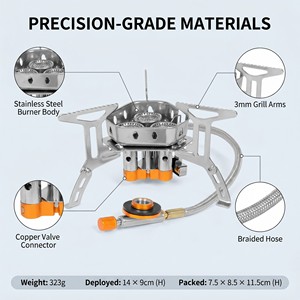 Réchaud de camping portable pliable mini à gaz <span class=keywords><strong>butane</strong></span> haute puissance, brûleur à évaporation pour faire bouillir l'eau, appareil de cuisson à allumage, en métal - Product Image 3