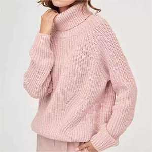 Pull à col roulé tricoté pour femmes personnalisé de haute qualité Pull d'hiver tricoté à manches longues extensible décontracté au Crochet - Product Image 4