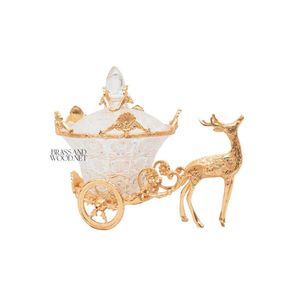 Bonbonnière en laiton et cristal de renne doré - Product Image 3