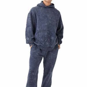 Survêtement de haute qualité en tissu lourd délavé à l'acide avec logo, confortable à porter, respirant, pour homme, utilisation hivernale - Product Image 2