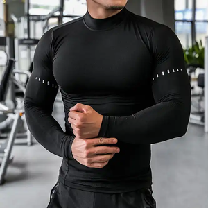 Qualité supérieure 2025 personnalisé doux col rond à manches longues chemise de Compression hommes Fitness Compression Fitness collants en peluche - Product Image 3