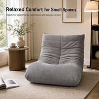 Moderner grauer Stoff-Lazy-Sofa-Sessel mit hochdichtem Schaumstoff, hoher Komfort, vakuumkomprimierter Bodenliegesessel für Wohnzimmer und Schlafzimmer