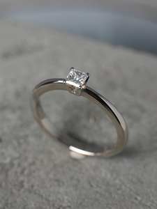 4mm Princess Cut Moissanite Engagement <b>Ring</b> | Gold or <b>Silver</b> <b>Solitaire</b> Minimalist <b>Ring</b> | Bridal Wedding Fine Jewelry OEM - Product Image 3
