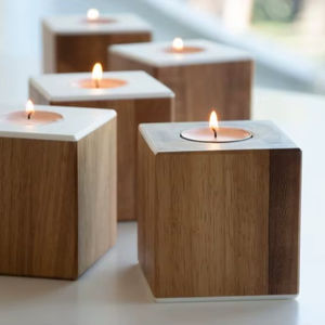 Porte-bougie en bois de haute qualité au design personnalisé pour la décoration de la maison, occasion de mariage, porte-bougie en bois fait à la main - Product Image 1