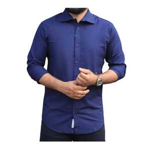 Popeline de coton 100% de grande taille anti-rides, chemises décontractées à manches longues de haute qualité pour hommes avec logo personnalisé. - Product Image 4