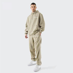 Survêtement décontracté surdimensionné pour homme en molleton de haute qualité avec blocs de couleur et passepoil, idéal pour l'entraînement et le jogging, personnalisable avec votre logo - Product Image 1