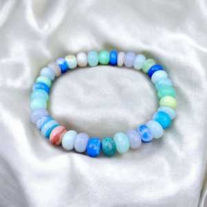 Pulsera de cuentas de ópalo de 7-9mm para mujer, ropa informal de estilo elástico multicolor, diseño de tendencia de verano 2025, regalo perfecto - Product Image 5
