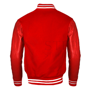 Custom Leather Sleeves Chenille Embroidery Patch Logo Baseball <b>Jacket</b> Red And <b>White</b> Contrast For <b>Men</b> And Women summer park - Product Image 2