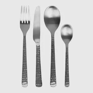 Ensemble de couverts martelés en acier inoxydable de qualité supérieure avec manche coloré, parfait pour une salle à manger élégante et des ustensiles de cuisine - Product Image 5