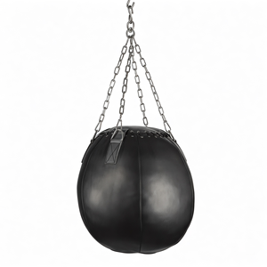 Sac de frappe boule de démolition 60 cm avec chaînes, 100% cuir de vache, hauteur réglable pour entraînement, gym, boxe, niveau professionnel, remplissage de sable - Product Image 3