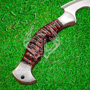 Hache barbue de camping en acier Full Tang D2 personnalisée, manche en bois exotique Tomahawk véritable hachette avec étui en cuir, cadeau idéal - Product Image 4