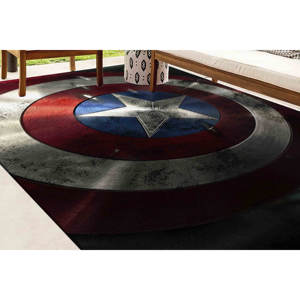 Tapis Captain America Shield : Décoration de chambre pour garçons en chenille, tapis moelleux à poils longs - Product Image 2