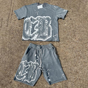 ชุดเซ็ตเสื้อยืดคอกลมแขนยาวทรงหลวมพิมพ์ลายกราฟิกสีขาวสไตล์ฤดูร้อนสำหรับทุกเพศ พร้อมกางเกงขาสั้นเอวยางยืดแบบมีเชือกผูก - Product Image 5