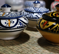 Ensemble traditionnel de 3 petites boîtes à bijoux en céramique marocaine faites à la main, peintes à la main, écologiques, couleur personnalisée, décoration d'intérieur