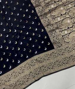 Blusa de Sari de Seda Khadi Georgette Suave y Pura para Mujer, Diseño de Última Moda, con Bordado Zari Butti en Toda la Superficie, Hecho en India - Product Image 6