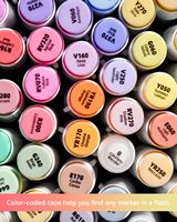 Ohuhu Dual Tips- Honolulu-Marqueurs rechargeables New 48 Mid-tone Alcohol Based Artists Adults Sketch Illustration- Brush & Chisel