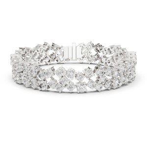Bracelet de mariage de luxe en argent sterling 925 avec trois rangs de moissanite taille brillant ronde 14,45 TCW – Bijoux fins pour mariée - Product Image 1