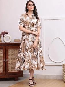 Robe indienne Boho imprimée à la main en coton floral tissé à la main avec taille naturelle, cadeau parfait pour les femmes. - Product Image 3