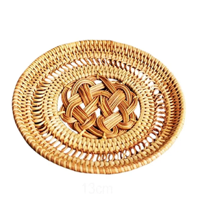 Home & Kitchen Decor Round Rattan Tea Cup Coaster Export Quality Rattan Homeware <b>Mats</b> & Pad Wedding Design Rattan Coasters - Product Image 4