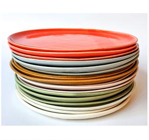 Multicolored Slim Handmade 8-Inch Ceramic Plates Bowls Glossy Finished Kitchenware & Dinnerware Plated - Product Image 1