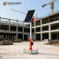 Tour d'éclairage solaire mobile en stock, étanche IP65, mât de 6 m de hauteur, base mobile pour travaux extérieurs