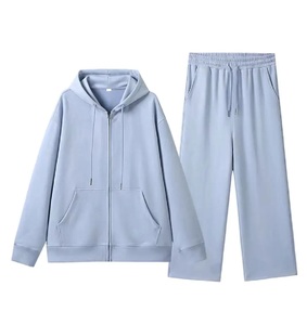 Ensemble Survêtement Couleur Unie pour Femme, Design Personnalisé, Vente en Gros de Vêtements d'Entraînement, Coton, Deux Pièces, Polaire à Manches Longues, Élégant - Product Image 1