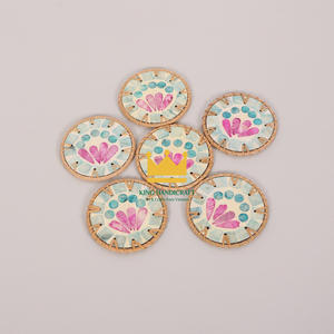 Classic Bamboo and Mother of Pearl Coaster <b>Placemat</b> Plate Pattern Wholesale <b>Rattan</b> Crafts From Vietnam Mats & Pads - Product Image 5
