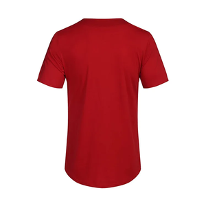 Men's Red Baseball & Softball Jersey Lightweight <b>Polyester</b> Plain Button-Up Team <b>Shirt</b> with Black Trim Customizable Blank Uniform - Product Image 4