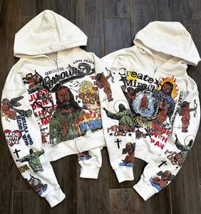 Sudaderas térmicas con hombros caídos y logotipo personalizado para hombre de alta calidad, jersey de gran tamaño, Sudadera con capucha de felpa francesa de peso pesado para hombre - Product Image 2