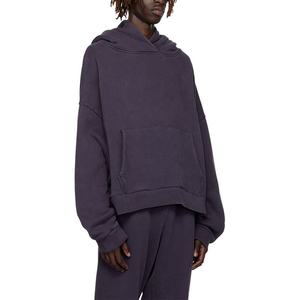 เสื้อฮู้ดปักลายดอกกุหลาบสำหรับทั้งชายและหญิงเสื้อครอป340gsm สีดำโอเวอร์ไซส์ออกแบบโลโก้ได้ตามต้องการ - Product Image 3