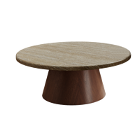 Table de salon robuste, table élégante pour la maison, table ronde fonctionnelle, table basse d'angle en travertin rétro Wabi-Sabi