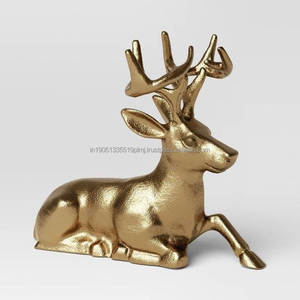 Set of 2 Top Seller Custom Brass Reindeer Sculpture Luxury Christmas Metal Craft Ornament Standing Reindeer Living Room Decor - Product Image 6