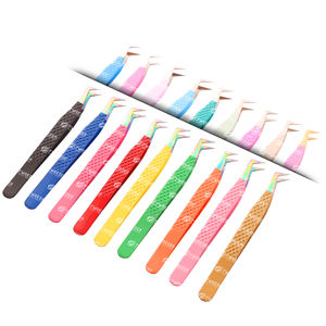 Pince à cils en forme de coeur à paillettes de couleur forte poignée pince à épiler d'extension de cils en acier inoxydable japonais solide - Product Image 3