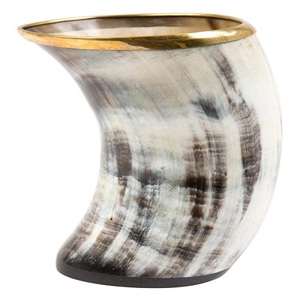 Tasses à corne en laiton poli de Style Viking meilleur cadeau nautique pour les rassemblements tasses à corne de buffle pour la bière vin en gros - Product Image 1