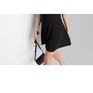 Wild Fable Abito da donna nero, stile skater, con maniche a cappuccio, modello svasato, mini, elegante, lunghezza al ginocchio, traspirante, drappeggiato, naturale, per club, taglia M - Product Image 3